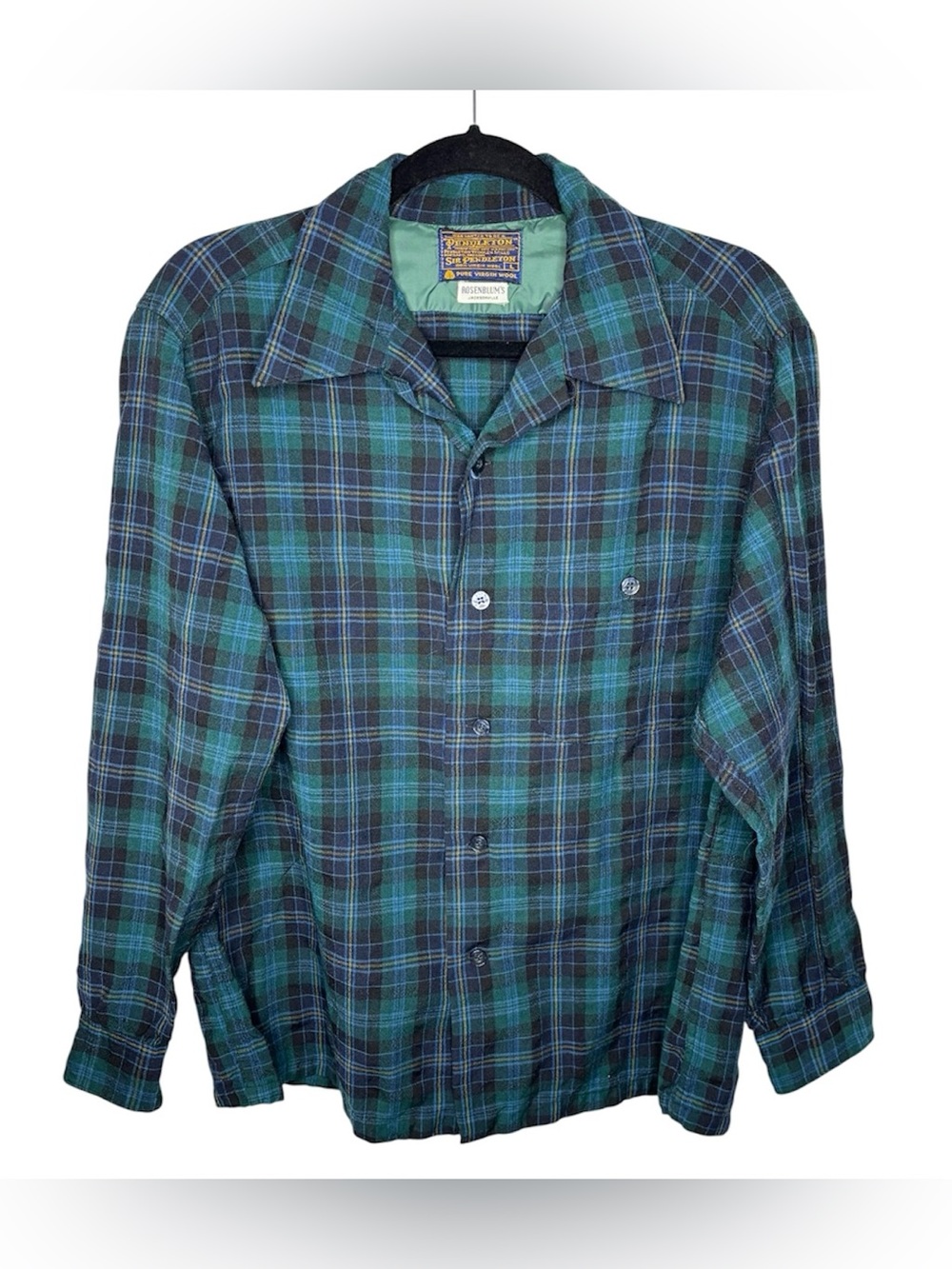 Vintage 60s Sir Pendleton Pure Virgin Wool Plaid Shirt Men’s L Rosenblum’s